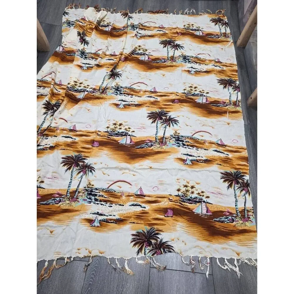 Scarf COASTAL PALM BEACH WIDE COVER UP Y2K PREPPY WOMEN A009369